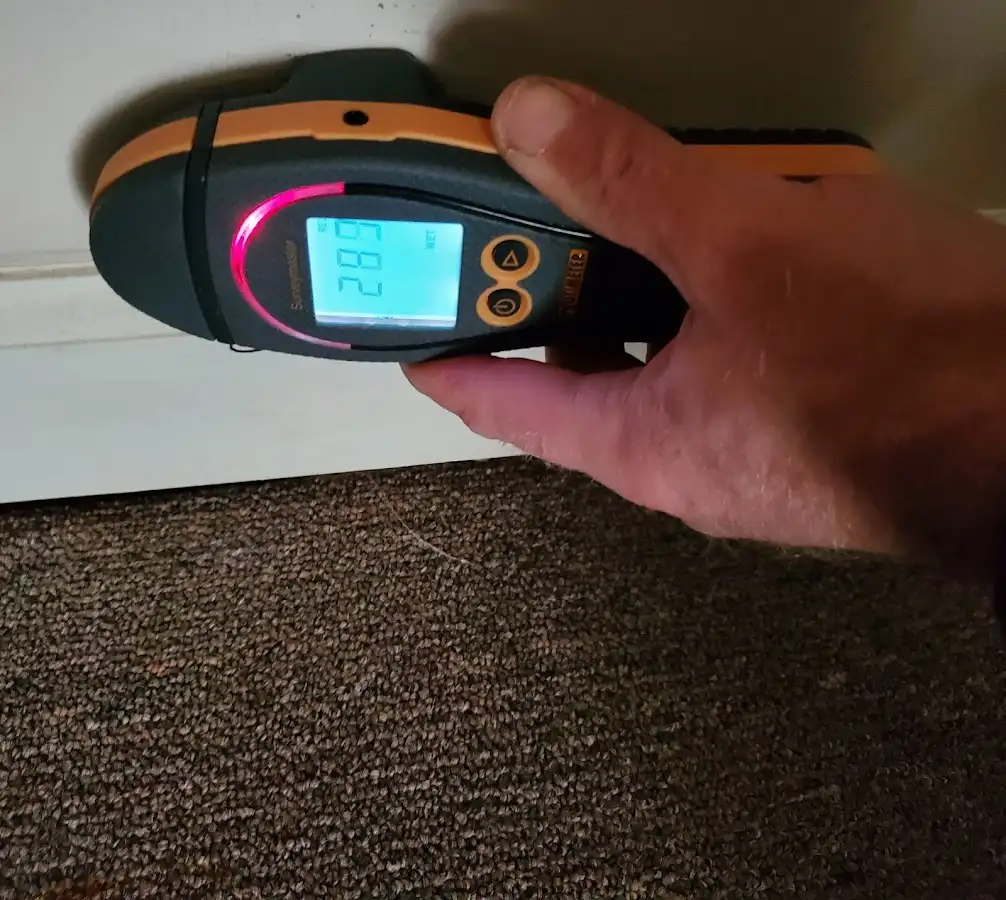 Moisture detection at baseboard during Sewage Cleanup & Sanitation in Caldwell
